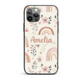 Pastel Rainbow Floral Seamless Pattern Soft Pink Custom Name Protective Phone Case Mobile Cover Durable Everyday Smartphone Shock Resistant