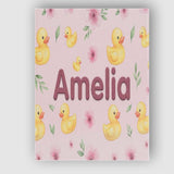 Personalised Name Cute Yellow Duck Floral Custom  Unique Gift Idea Elegant Feature Canvas Wall Art Print Decor Picture Ready to Hang