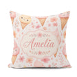 Custom Name Kawaii Cream Cones Floral Seamless Pattern Soft Pink Square Filled Cushion Throw Pillow Sofa Bed Home Decor Zip Washable UK Made