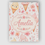 Personalised Name Kawaii Ice Cream Cones Custom  Unique Gift Idea Elegant Feature Canvas Wall Art Print Decor Picture Ready to Hang