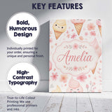 Personalised Name Kawaii Ice Cream Cones Custom  Unique Gift Idea Elegant Feature Canvas Wall Art Print Decor Picture Ready to Hang