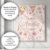Personalised Name Kawaii Ice Cream Cones Custom  Unique Gift Idea Elegant Feature Canvas Wall Art Print Decor Picture Ready to Hang