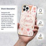 Kawaii Ice Cream Cones Floral Seamless Pattern Custom Name Protective Phone Case Mobile Cover Durable Everyday Smartphone Shock Resistant
