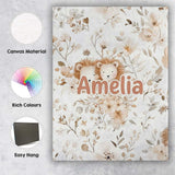 Personalised Name Cute Lion Floral Leaves Custom  Unique Gift Idea Elegant Feature Canvas Wall Art Print Decor Picture Ready to Hang
