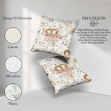 Custom Name Cute Lion Floral Leaves Seamless Pattern Soft Beige Square Filled Cushion Throw Pillow Sofa Bed Home Decor Zip Washable UK Made