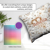 Custom Name Cute Lion Floral Leaves Seamless Pattern Soft Beige Square Filled Cushion Throw Pillow Sofa Bed Home Decor Zip Washable UK Made
