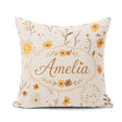 Custom Name Cute Smiling Sun Floral Leaves Seamless Pattern Warm Square Filled Cushion Throw Pillow Sofa Bed Home Decor Zip Washable UK Made
