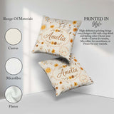 Custom Name Cute Smiling Sun Floral Leaves Seamless Pattern Warm Square Filled Cushion Throw Pillow Sofa Bed Home Decor Zip Washable UK Made