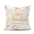 Custom Name Soft Beige Floral Botanical Seamless Pattern Elegant Square Filled Cushion Throw Pillow Sofa Bed Home Decor Zip Washable UK Made
