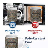 Personalized Custom Name Vintage Ornamental Floral Damask Seamless Pattern Classic 11oz Ceramic Coffee Tea Mug White Large Handle