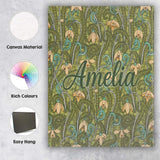Personalised Name Nouveau Green Botanical Custom Modern Room Accent Contemporary Display Canvas Wall Art Print Decor Picture Ready to Hang