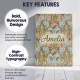Personalised Name William Morris Style Blue Custom  Bespoke Interior Contemporary Canvas Wall Art Print Decor Picture Ready to Hang