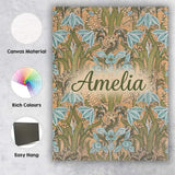 Personalised Name William Morris Style Blue Custom  Bespoke Interior Contemporary Canvas Wall Art Print Decor Picture Ready to Hang