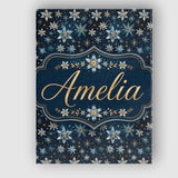 Personalised Name Dark Blue Floral Starburst Custom Bespoke  Contemporary Display Canvas Wall Art Print Decor Picture Ready to Hang