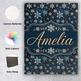 Personalised Name Dark Blue Floral Starburst Custom Bespoke  Contemporary Display Canvas Wall Art Print Decor Picture Ready to Hang