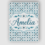 Personalised Name Teal Snowflake Geometric Custom  Unique Gift Idea Elegant Feature Canvas Wall Art Print Decor Picture Ready to Hang