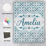 Personalised Name Teal Snowflake Geometric Custom  Unique Gift Idea Elegant Feature Canvas Wall Art Print Decor Picture Ready to Hang