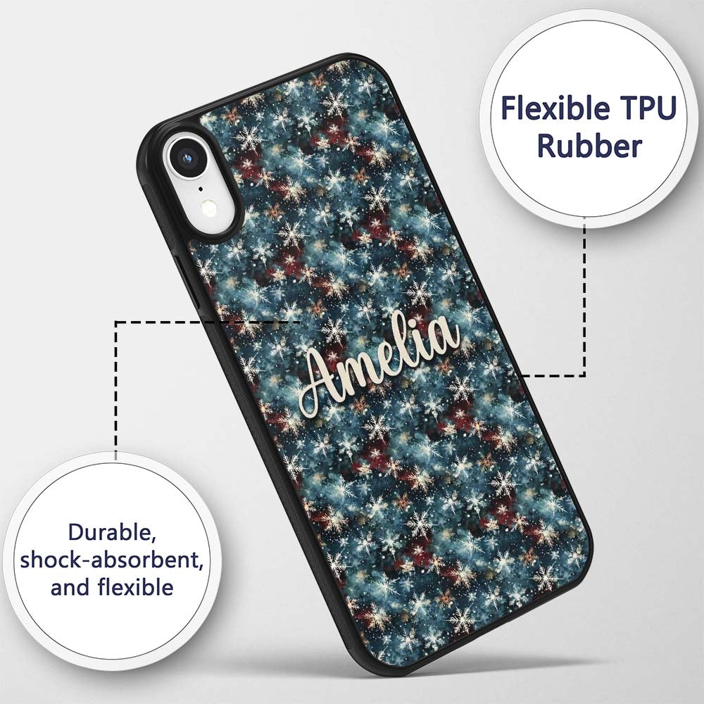Galaxy Snowflake Star Seamless Printed Design Custom Name Protective Phone Case Mobile Cover Durable Everyday Smartphone Shock Resistant