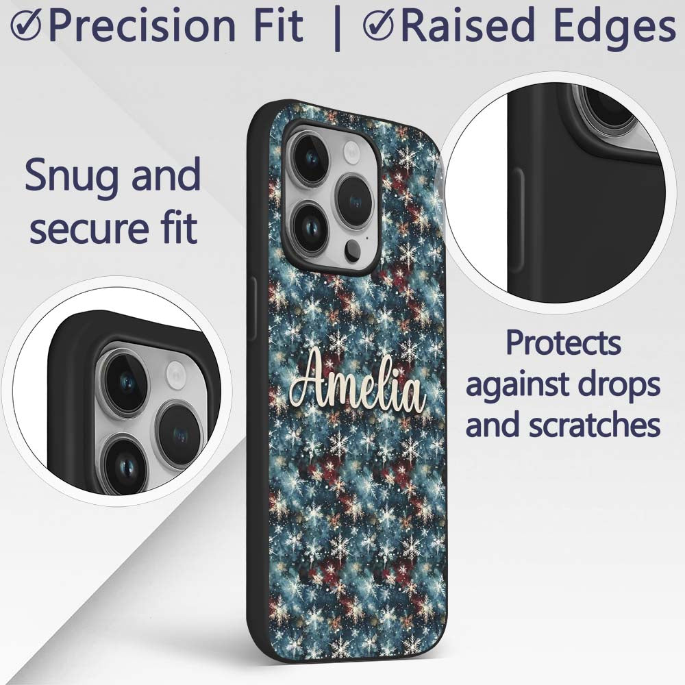 Galaxy Snowflake Star Seamless Printed Design Custom Name Protective Phone Case Mobile Cover Durable Everyday Smartphone Shock Resistant