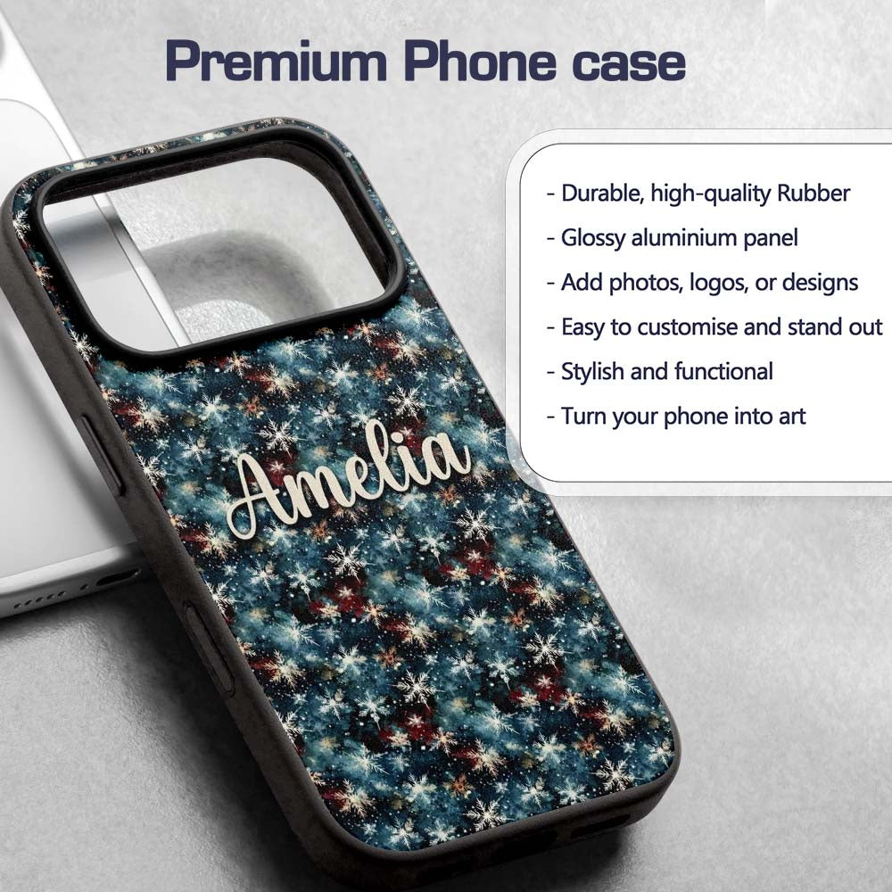 Galaxy Snowflake Star Seamless Printed Design Custom Name Protective Phone Case Mobile Cover Durable Everyday Smartphone Shock Resistant