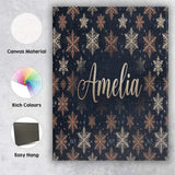 Personalised Name Elegant Gold Snowflake Custom  Interior Decorative Contemporary Canvas Wall Art Print Decor Picture Ready to Hang