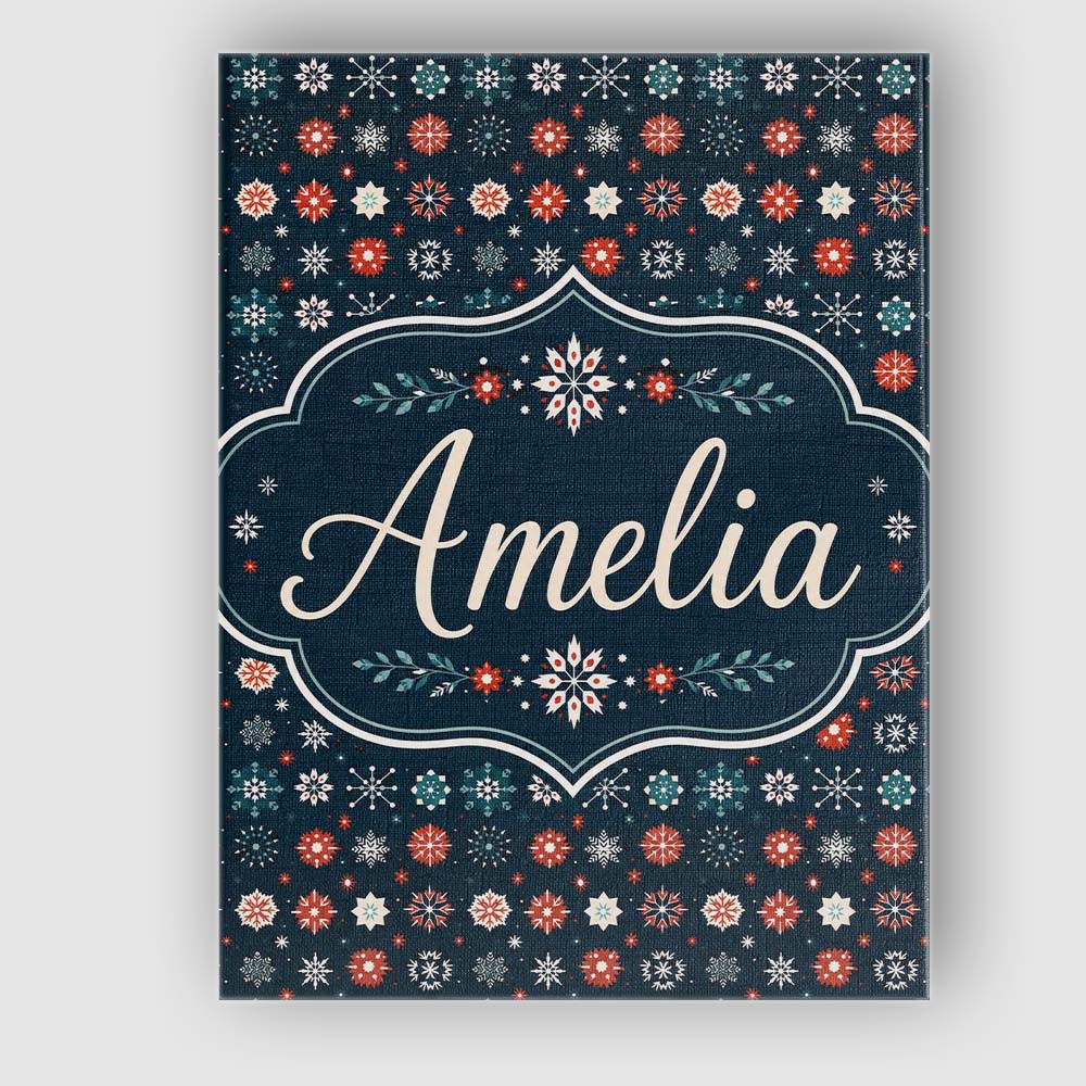 Personalised Name Festive Red Blue Snowflake Custom Bespoke  Contemporary Display Canvas Wall Art Print Decor Picture Ready to Hang