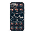 Festive Red Blue Snowflake Decorative Design Custom Name Protective Phone Case Mobile Cover Durable Everyday Smartphone Shock Resistant