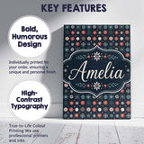 Personalised Name Festive Red Blue Snowflake Custom Bespoke  Contemporary Display Canvas Wall Art Print Decor Picture Ready to Hang