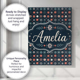Personalised Name Festive Red Blue Snowflake Custom Bespoke  Contemporary Display Canvas Wall Art Print Decor Picture Ready to Hang
