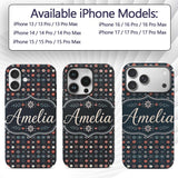 Festive Red Blue Snowflake Decorative Design Custom Name Protective Phone Case Mobile Cover Durable Everyday Smartphone Shock Resistant