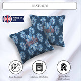 Custom Name Poinsettia Floral Seamless Pattern Elegant Christmas Square Filled Cushion Throw Pillow Sofa Bed Home Decor Zip Washable UK Made