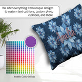 Custom Name Poinsettia Floral Seamless Pattern Elegant Christmas Square Filled Cushion Throw Pillow Sofa Bed Home Decor Zip Washable UK Made