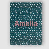 Personalised Name Teal White Star Snowflake Custom  Bespoke Interior Contemporary Canvas Wall Art Print Decor Picture Ready to Hang