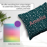 Custom Name Teal White Star Snowflake Seamless Simple Background Square Filled Cushion Throw Pillow Sofa Bed Home Decor Zip Washable UK Made