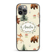 Cute Woodland Forest Animals Bear Bunny Deer on Custom Name Protective Phone Case Mobile Cover Durable Everyday Smartphone Shock Resistant
