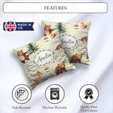 Custom Name Cute Woodland Forest Animals Bear Bunny Deer on Grey Square Filled Cushion Throw Pillow Sofa Bed Home Decor Zip Washable UK Made