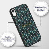 Teal Gold Snowflake Star Seamless Pattern Elegant Custom Name Protective Phone Case Mobile Cover Durable Everyday Smartphone Shock Resistant