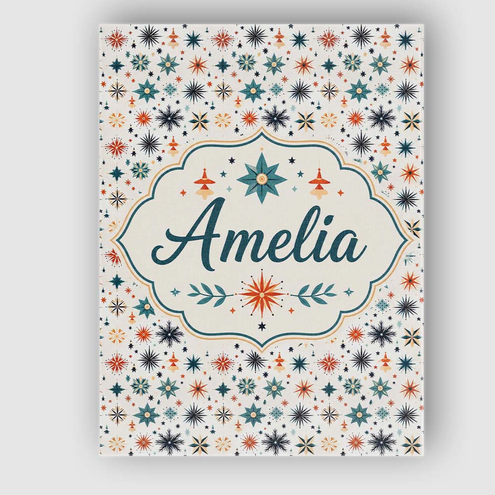 Personalised Name Retro Mid Century Starburst Custom Unique Gift Idea Modern Room Accent Canvas Wall Art Print Decor Picture Ready to Hang