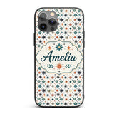 Retro Mid Century Starburst Seamless Pattern Custom Name Protective Phone Case Mobile Cover Durable Everyday Smartphone Shock Resistant