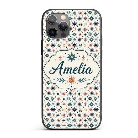 Retro Mid Century Starburst Seamless Pattern Custom Name Protective Phone Case Mobile Cover Durable Everyday Smartphone Shock Resistant