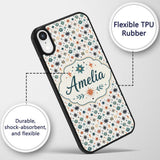 Retro Mid Century Starburst Seamless Pattern Custom Name Protective Phone Case Mobile Cover Durable Everyday Smartphone Shock Resistant