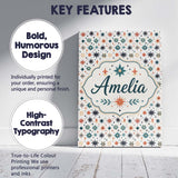 Personalised Name Retro Mid Century Starburst Custom Unique Gift Idea Modern Room Accent Canvas Wall Art Print Decor Picture Ready to Hang