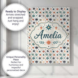 Personalised Name Retro Mid Century Starburst Custom Unique Gift Idea Modern Room Accent Canvas Wall Art Print Decor Picture Ready to Hang