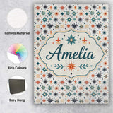 Personalised Name Retro Mid Century Starburst Custom Unique Gift Idea Modern Room Accent Canvas Wall Art Print Decor Picture Ready to Hang