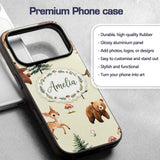 Cute Woodland Forest Animals Bear Bunny Deer on Custom Name Protective Phone Case Mobile Cover Durable Everyday Smartphone Shock Resistant