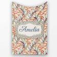 Vintage Botanical Lily Floral Seamless Pattern Classic Art Nouveau  Personalised Custom Name Super Soft Fleece Blanket Bed Sofa Throw