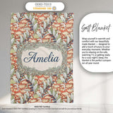 Vintage Botanical Lily Floral Seamless Pattern Classic Art Nouveau  Personalised Custom Name Super Soft Fleece Blanket Bed Sofa Throw