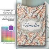 Vintage Botanical Lily Floral Seamless Pattern Classic Art Nouveau  Personalised Custom Name Super Soft Fleece Blanket Bed Sofa Throw