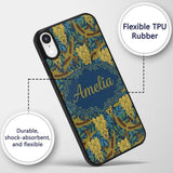 Golden Birds and Wisteria Floral Seamless Pattern Custom Name Protective Phone Case Mobile Cover Durable Everyday Smartphone Shock Resistant