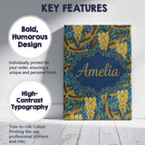 Personalised Name Golden Birds and Wisteria Custom  Bespoke Interior Contemporary Canvas Wall Art Print Decor Picture Ready to Hang